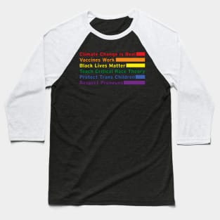 Climate Change, BLM, Critical Race, Trans Rights, Pronouns Baseball T-Shirt